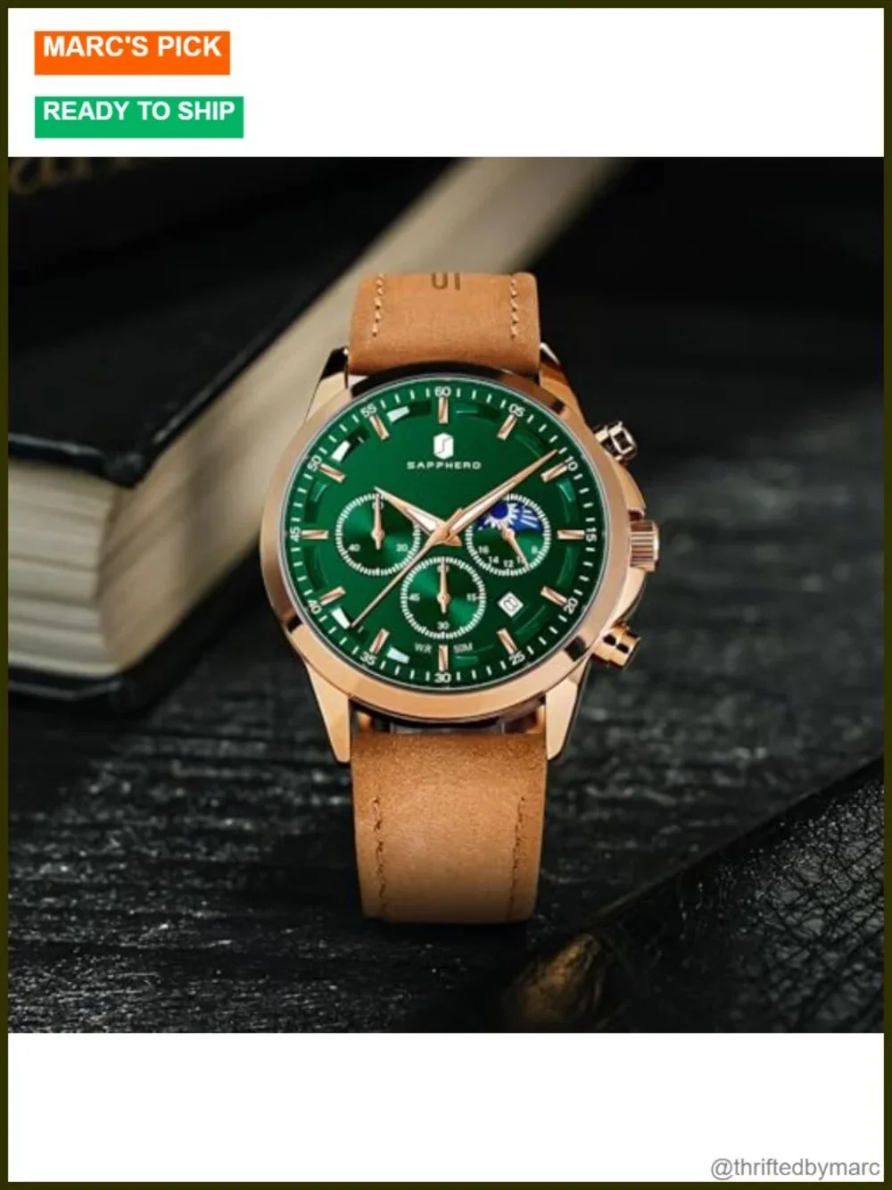 Chronograph Watch with Date Dial, Waterproof Luminous, Stainless Steel Case,